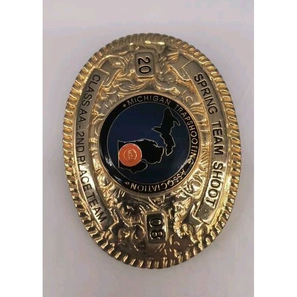 Custom Spring Team Shoot 2008 Class AA 2nd Place Team Gold Belt Buckle - Picture 4 of 8